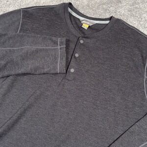 Eddie Bauer Shirt Mens TXL Tall Gray Travex Long Sleeve Henley Snap